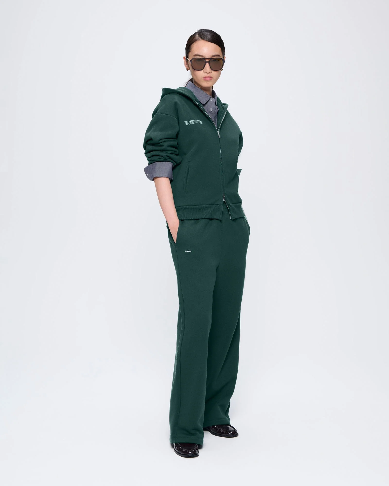 Womens 365 Heavyweight Two-Way Zip-Through Hoodie—Foliage Green - Image 3