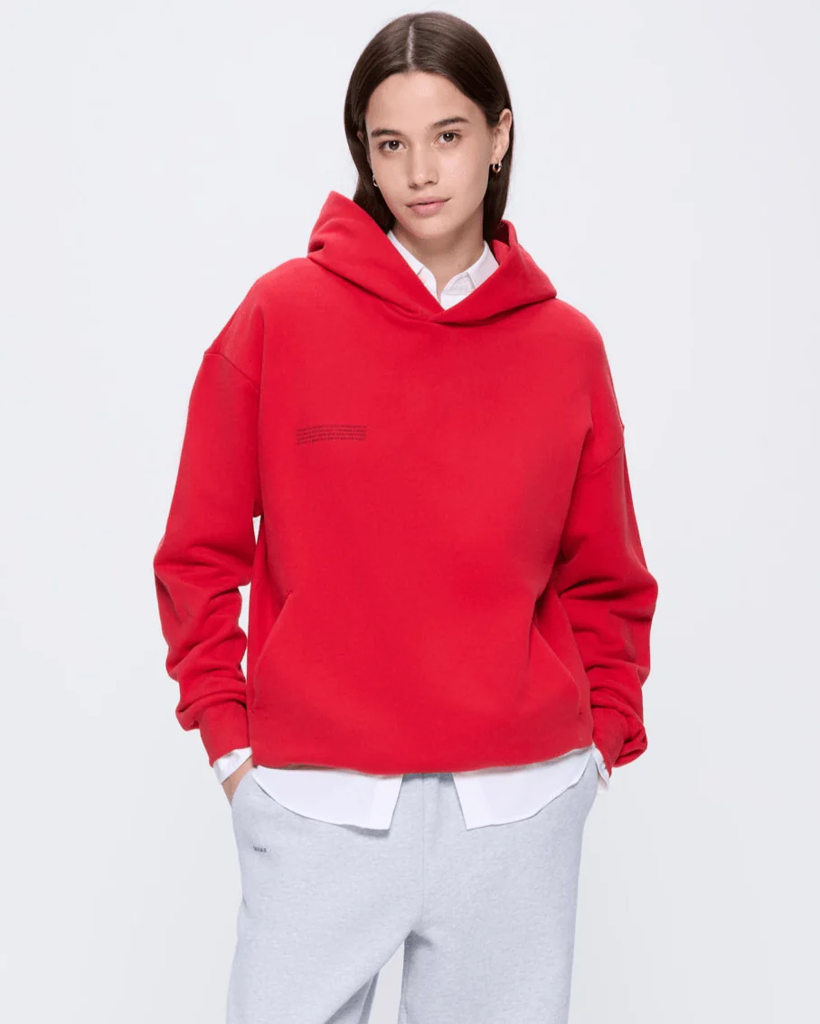 Womens 365 Midweight Hoodie—Goji red
