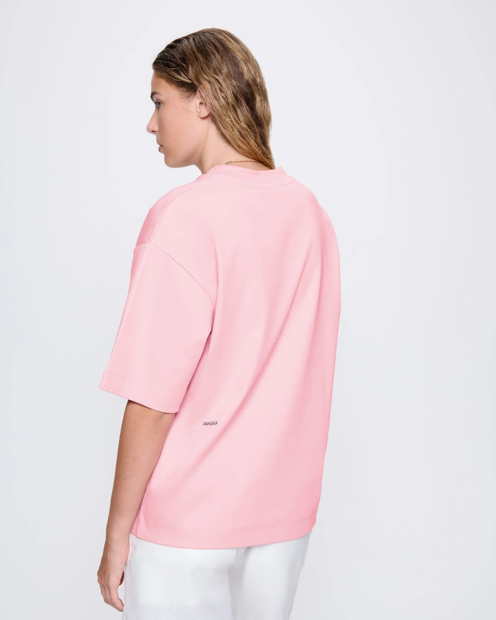 Womens Interlock Oversized Text Block T-Shirt—Sakura Pink - Image 5