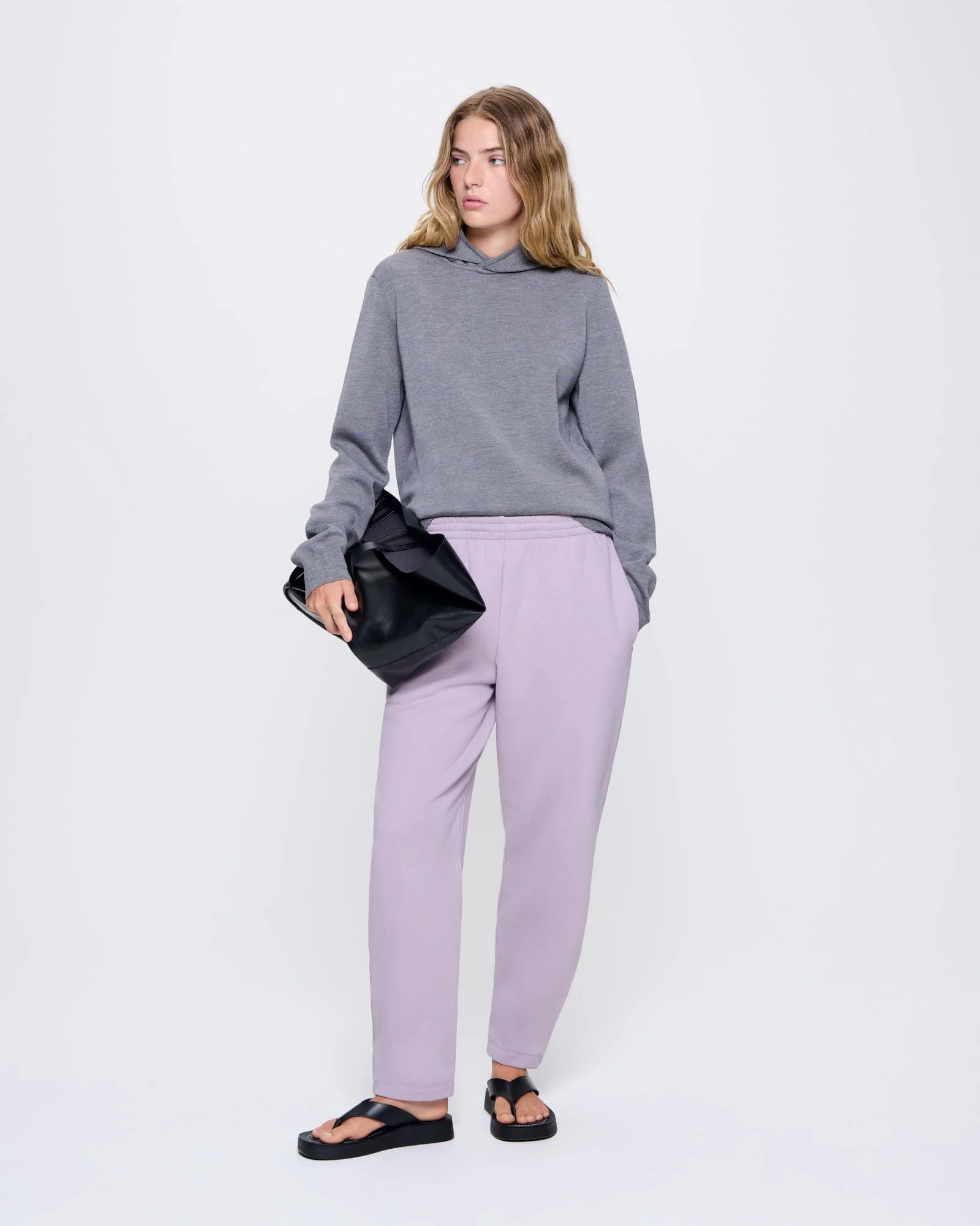 Womens Regenerative Merino Wool Hoodie—grey marl - Image 3