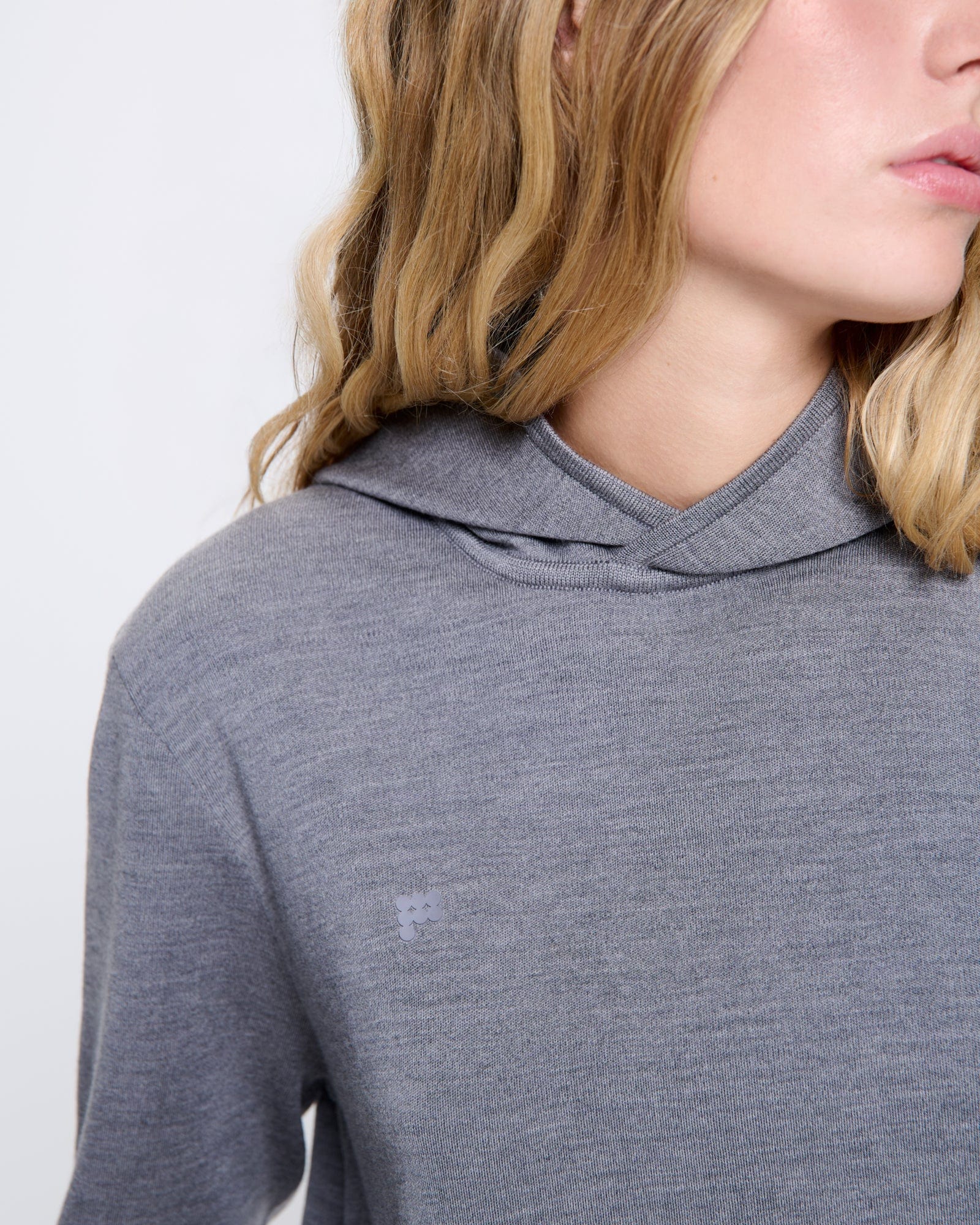Womens Regenerative Merino Wool Hoodie—grey marl - Image 4
