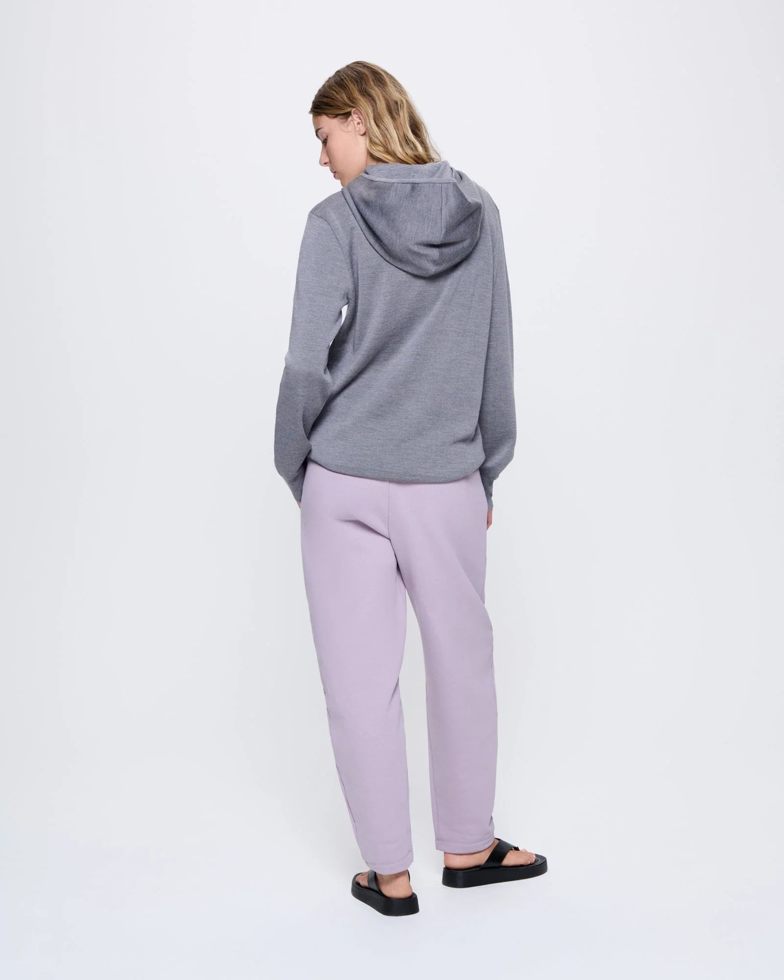 Womens Regenerative Merino Wool Hoodie—grey marl - Image 5