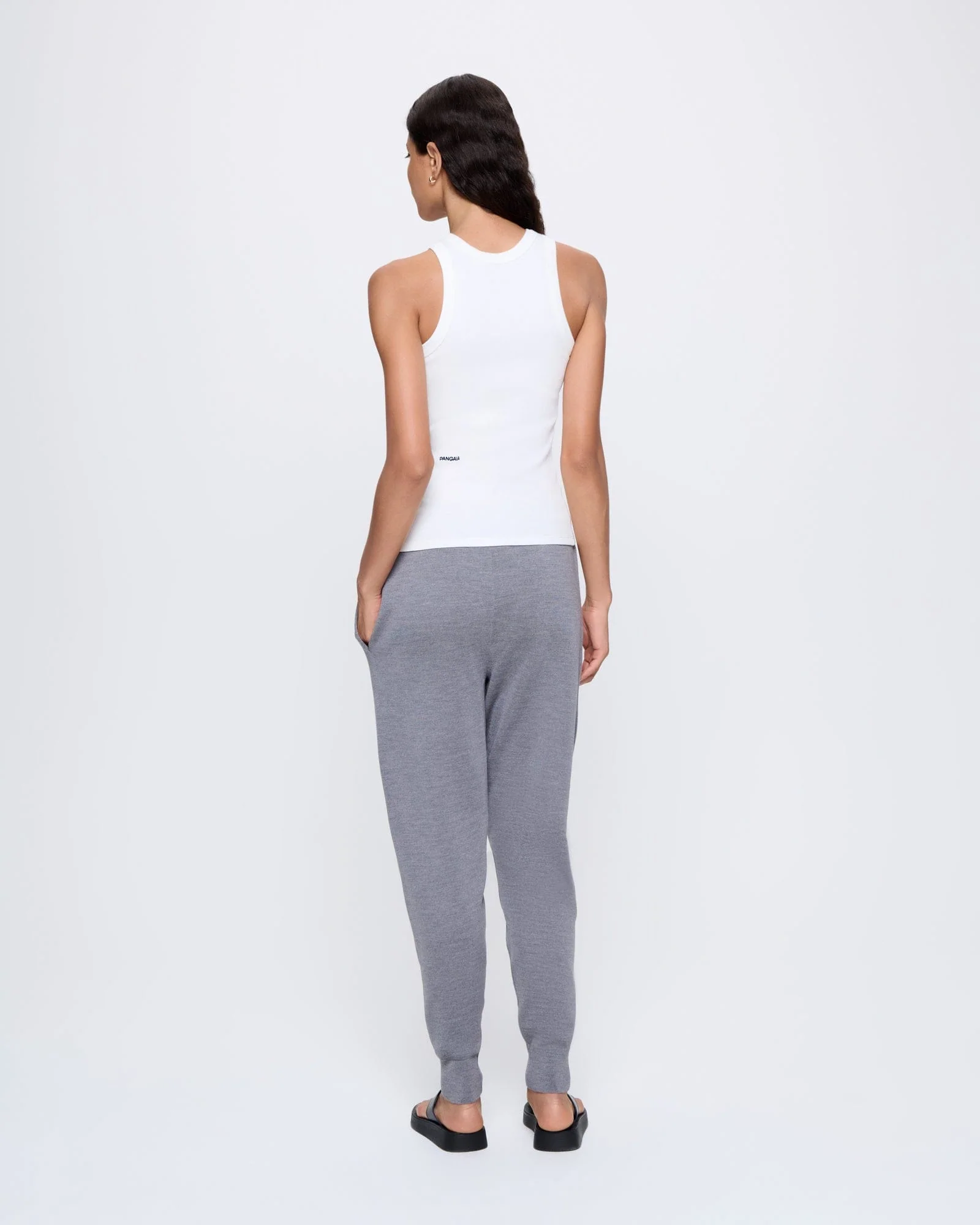 Womens Regenerative Merino Wool Track Pants—grey marl - Image 5