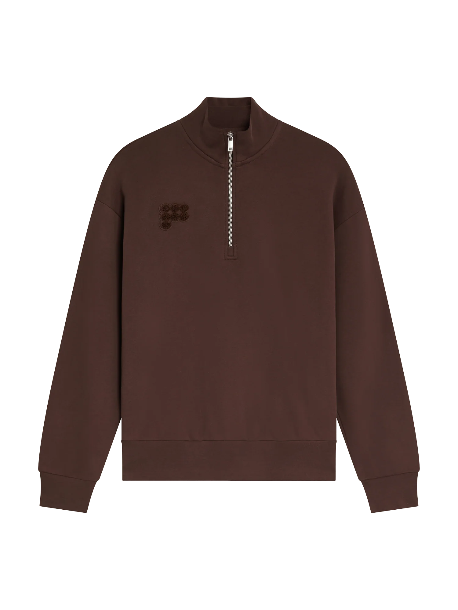 Womens Half Zip Sweatshirt—Mahogany Brown - Image 2