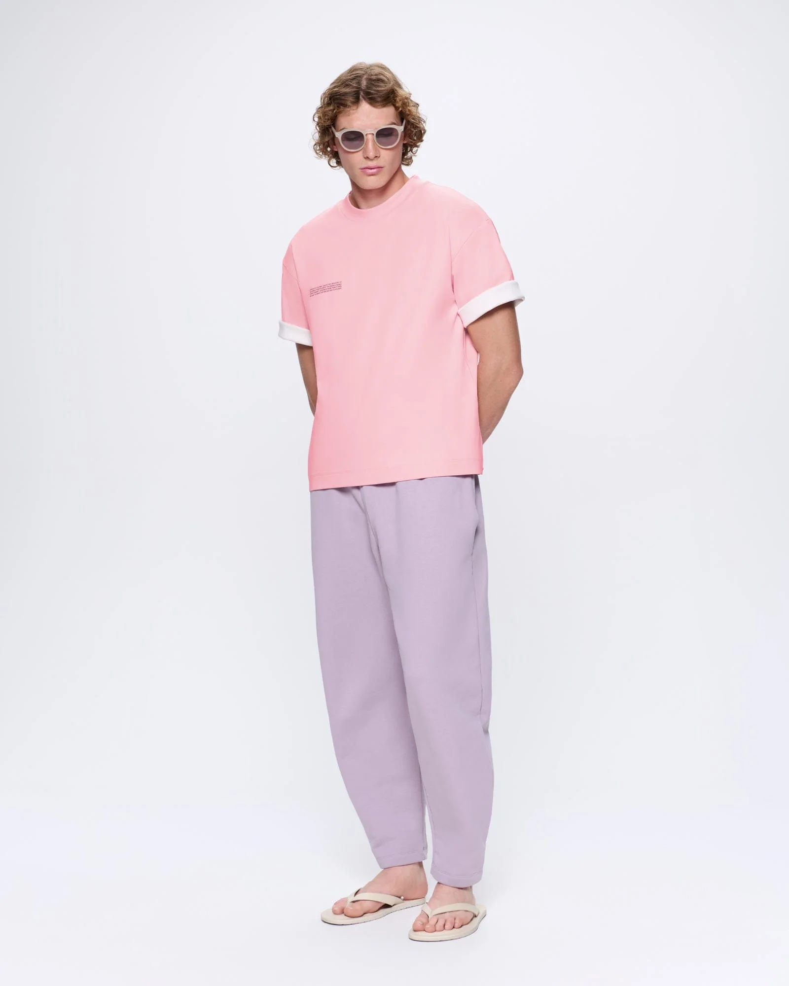Mens Interlock Oversized Text Block T-Shirt—Sakura Pink - Image 3