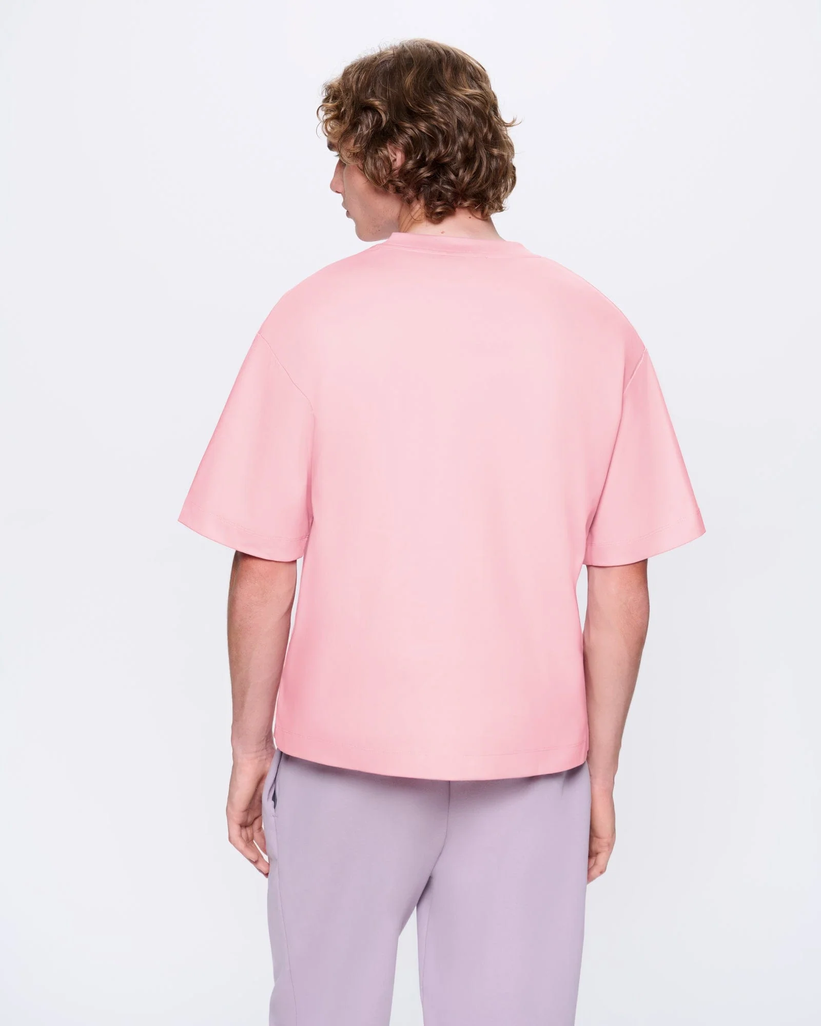 Mens Interlock Oversized Text Block T-Shirt—Sakura Pink - Image 5