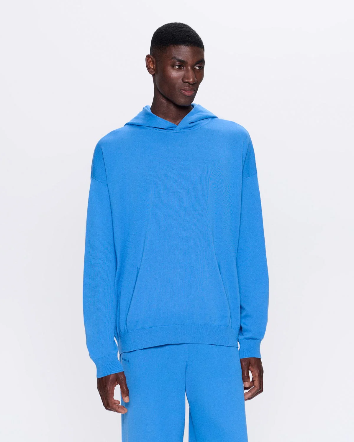Mens DNA Knitted Hoodie—geyser blue