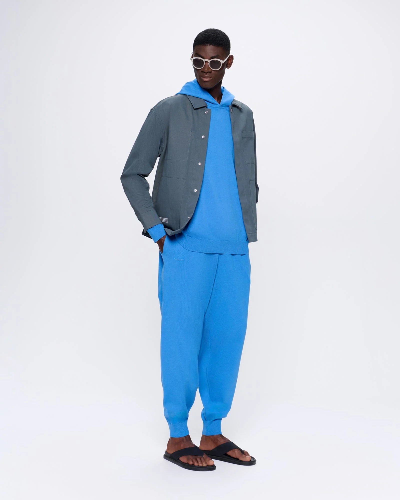 Mens DNA Knitted Track Pants—geyser blue