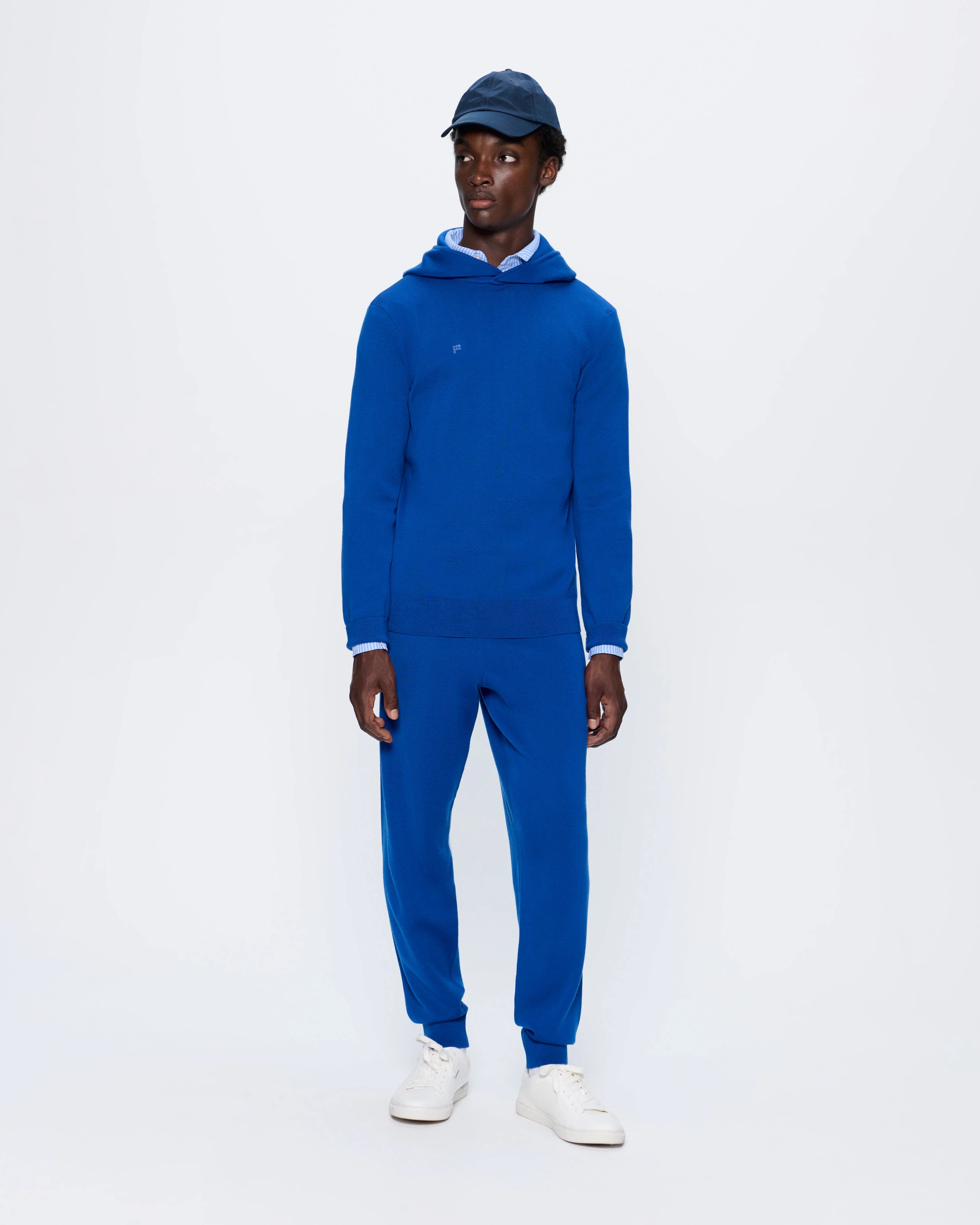 Mens Regenerative Merino Wool Hoodie—earth blue