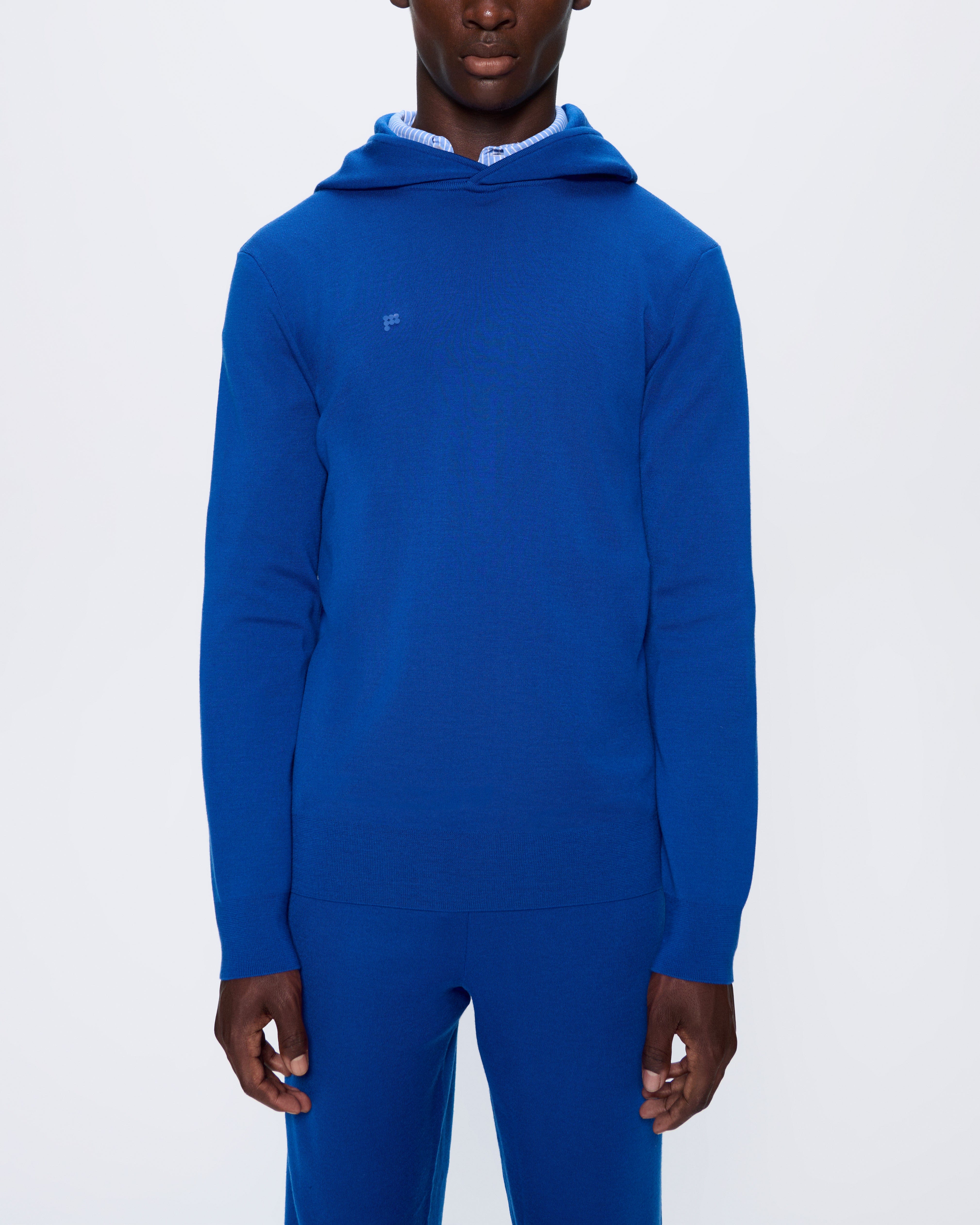 Mens Regenerative Merino Wool Hoodie—earth blue - Image 3