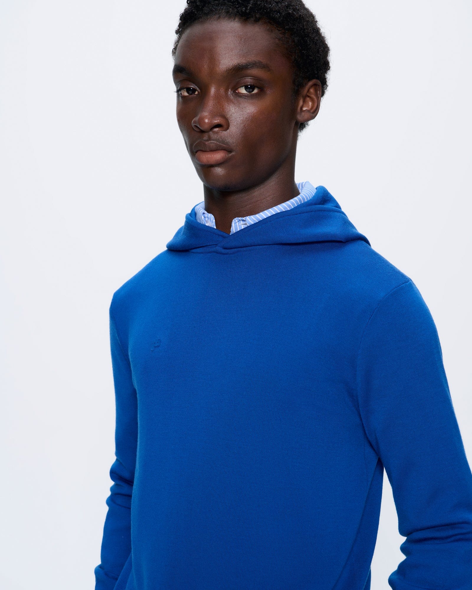 Mens Regenerative Merino Wool Hoodie—earth blue - Image 4