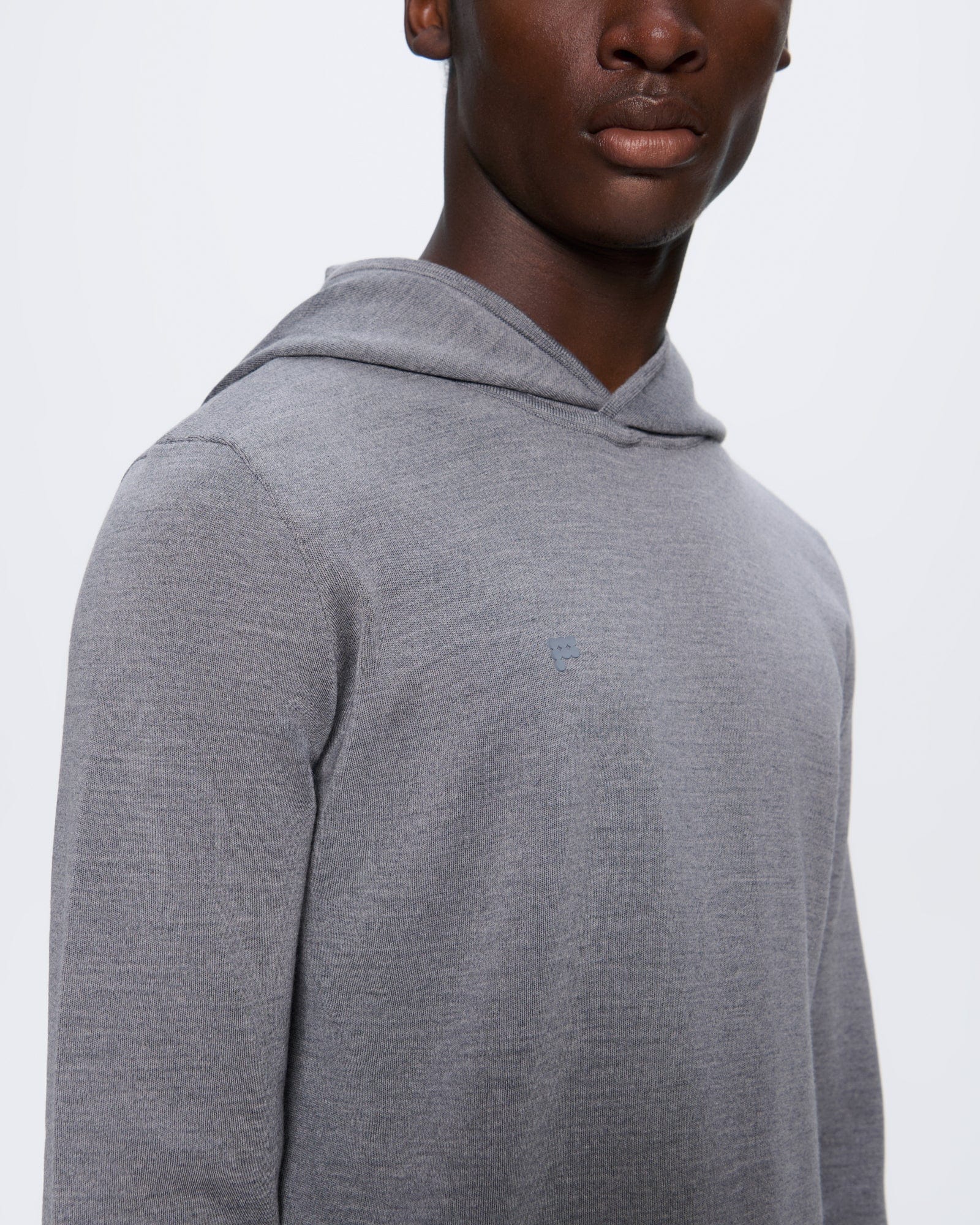 Mens Regenerative Merino Wool Hoodie—grey marl - Image 4