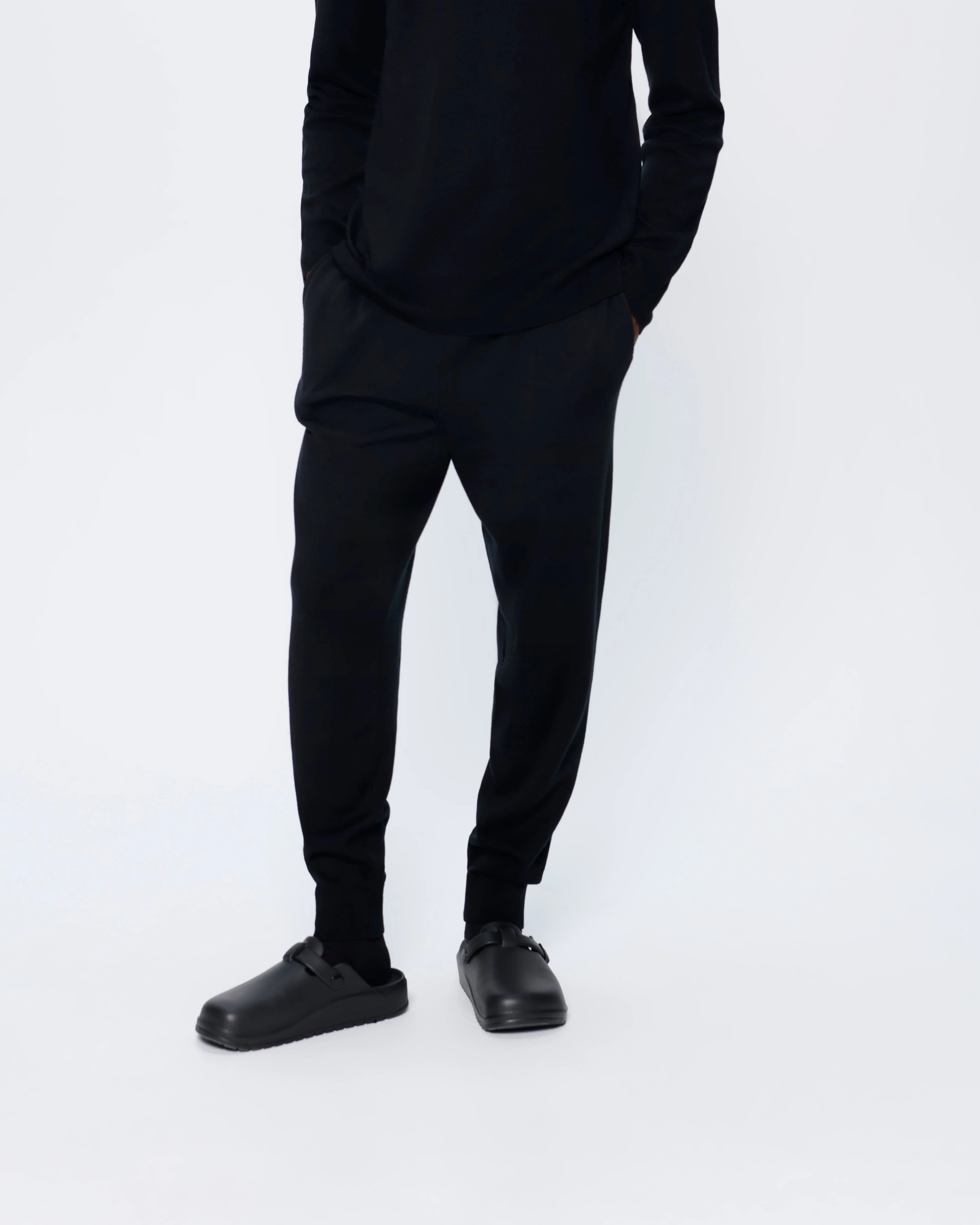 Mens Regenerative Merino Wool Track Pants—black - Image 3