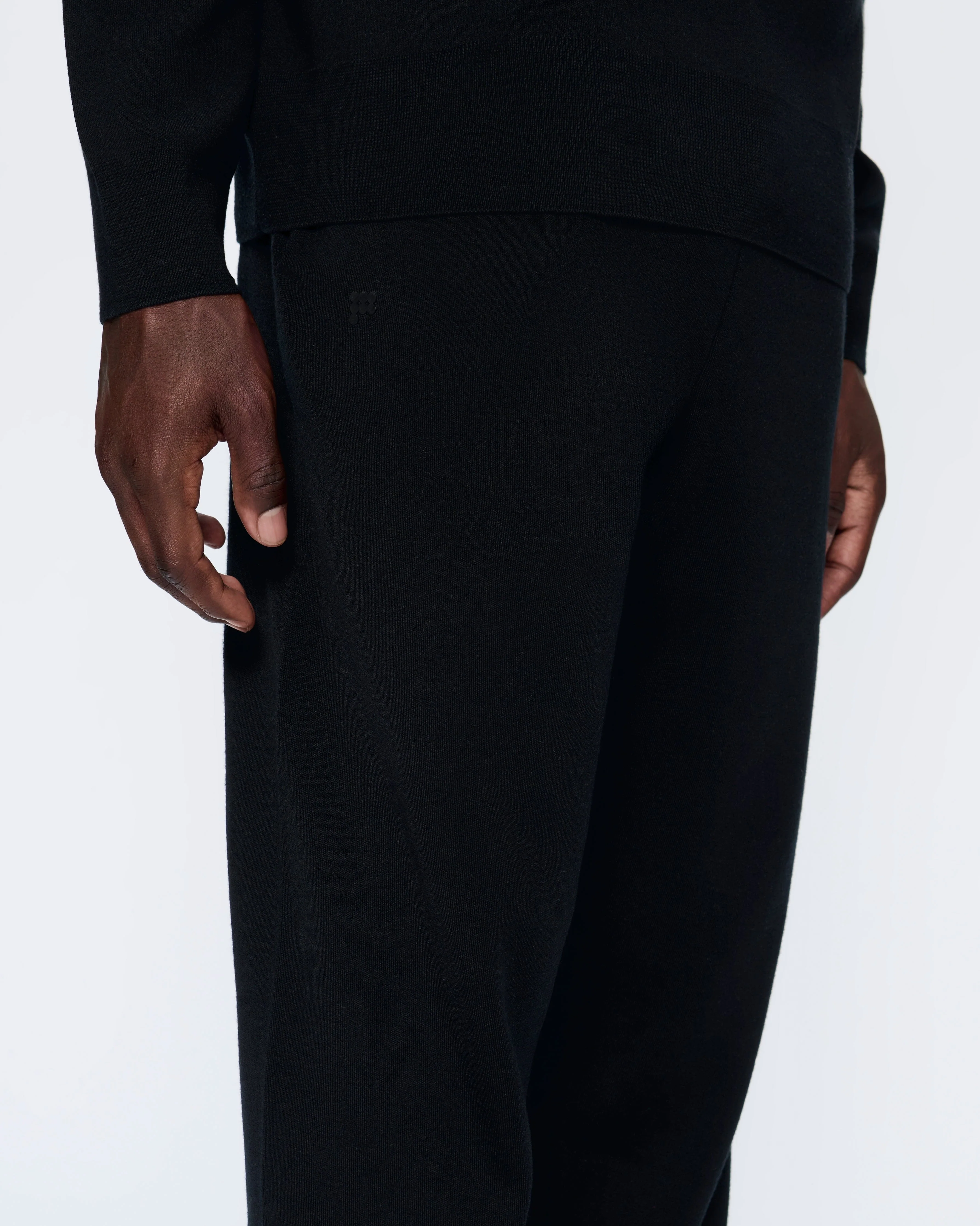 Mens Regenerative Merino Wool Track Pants—black - Image 4