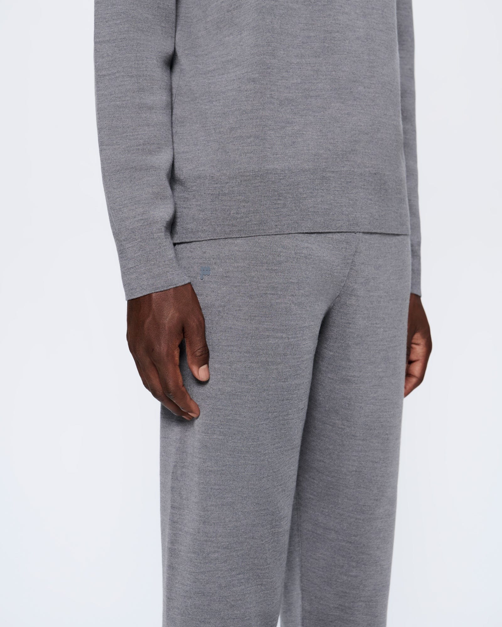 Mens Regenerative Merino Wool Track Pants—grey marl - Image 4