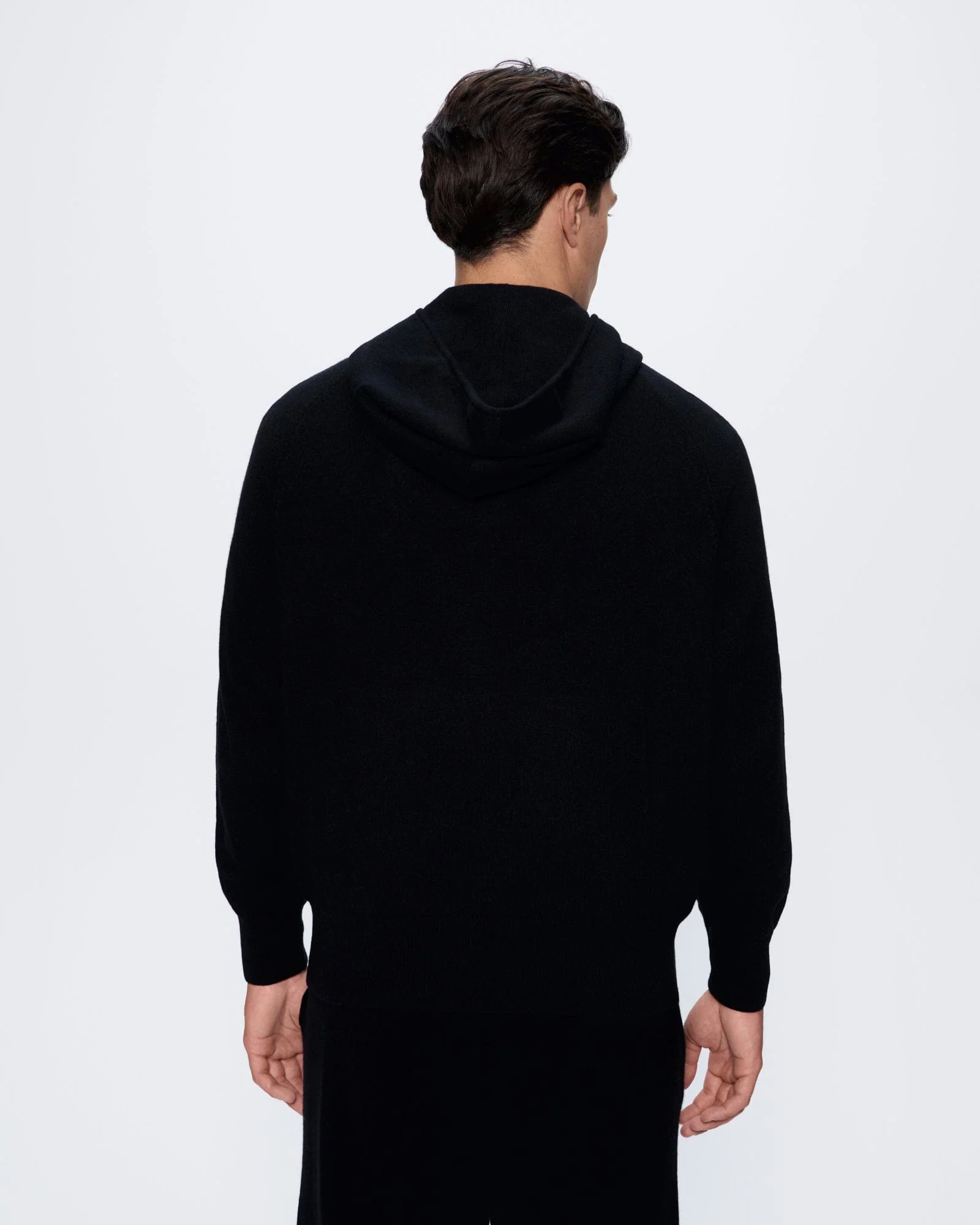 Mens Recycled Cashmere Hoodie—black - Image 4