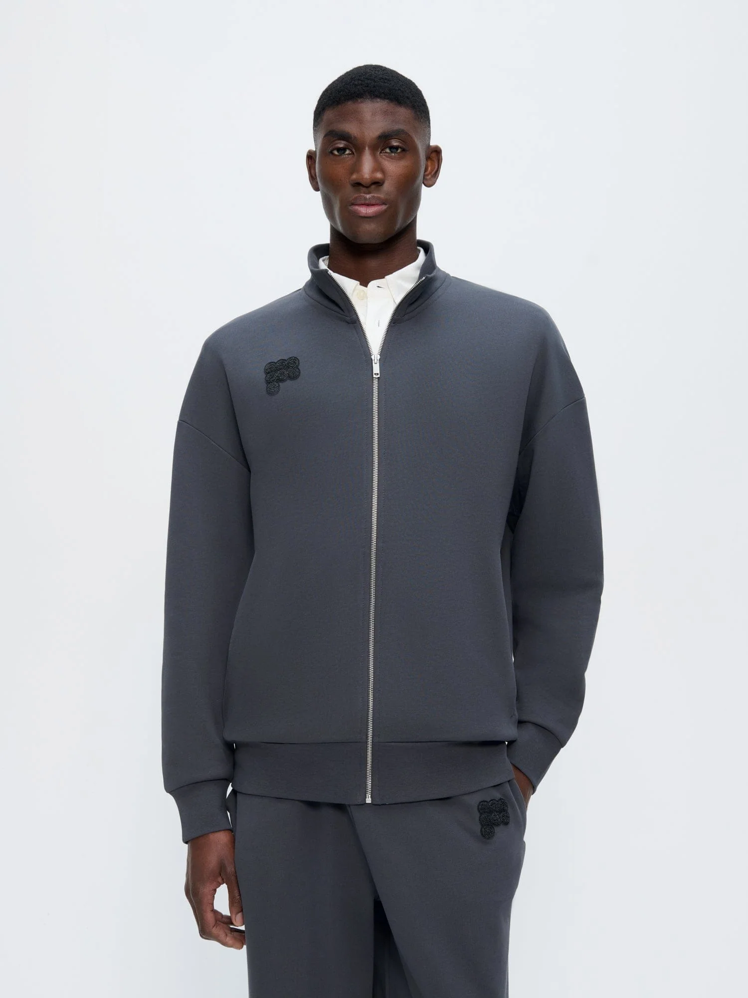 Mens Zip Up Sweatshirt—Smoked Black