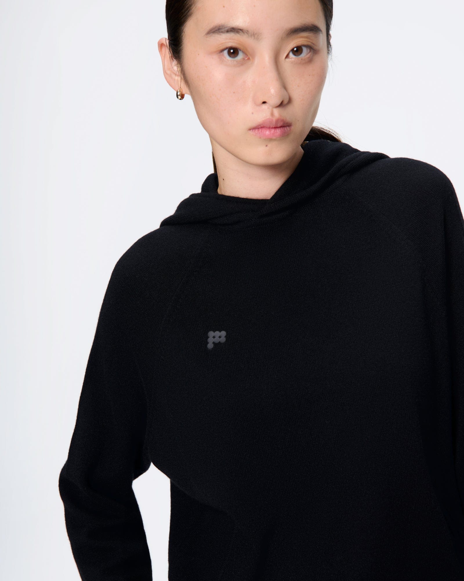 Womens Recycled Cashmere Hoodie—black - Image 4