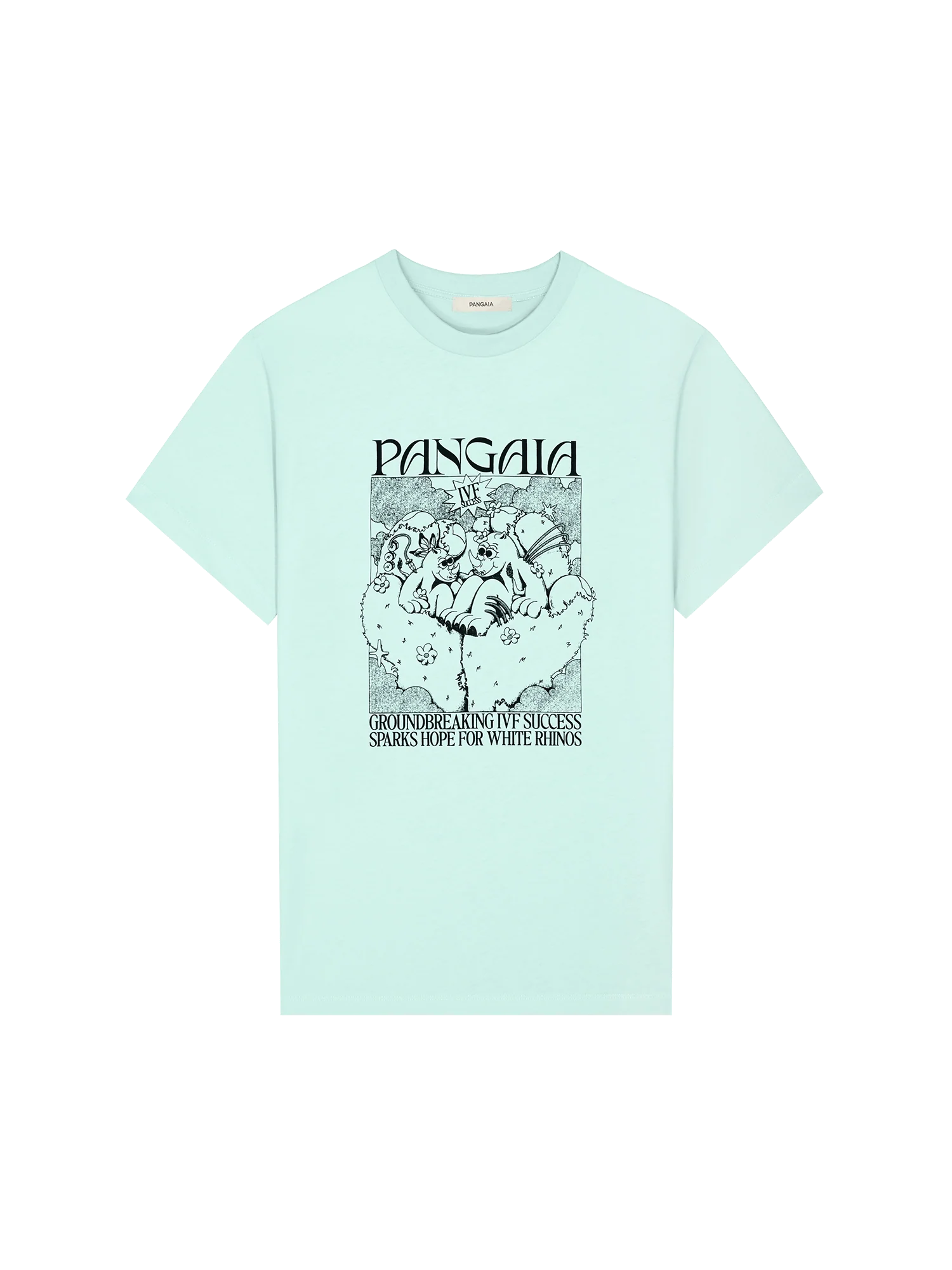 Womens White Rhino Hope T-Shirt—reflect blue