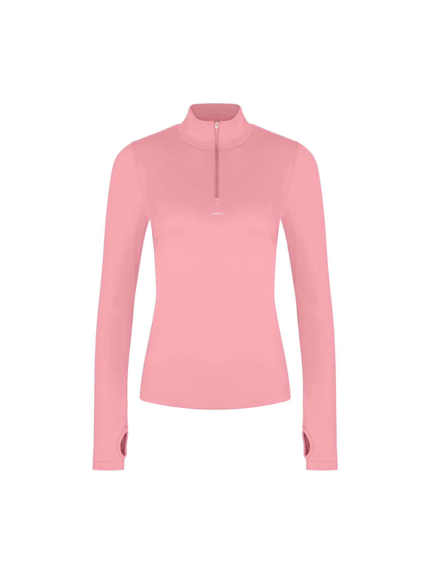 Womens 99% Bio-Based Zipped Long Sleeve Top—Dewy Rose